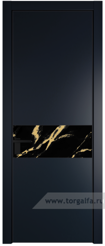 Дверь со стеклом ProfilDoors 17PA Нефи черный узор золото с профилем Черный матовый RAL9005 (Нэви Блу (RAL 7016))