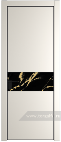Дверь со стеклом ProfilDoors 17PA Нефи черный узор золото с профилем Черный матовый RAL9005 (Перламутр белый)