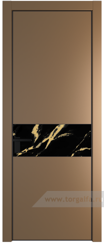 Дверь со стеклом ProfilDoors 17PA Нефи черный узор золото с профилем Черный матовый RAL9005 (Перламутр золото)