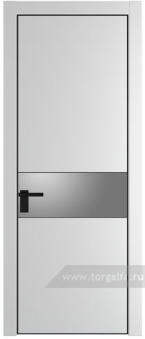 Дверь со стеклом ProfilDoors 17PA Lacobel Серебряный лак с профилем Черный матовый RAL9005 (Крем Вайт (RAL 120-02))