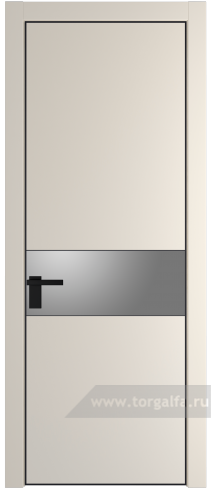 Дверь со стеклом ProfilDoors 17PA Lacobel Серебряный лак с профилем Черный матовый RAL9005 (Кремовая Магнолия (RAL 120-04))