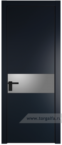 Дверь со стеклом ProfilDoors 17PA Lacobel Серебряный лак с профилем Черный матовый RAL9005 (Нэви Блу (RAL 7016))