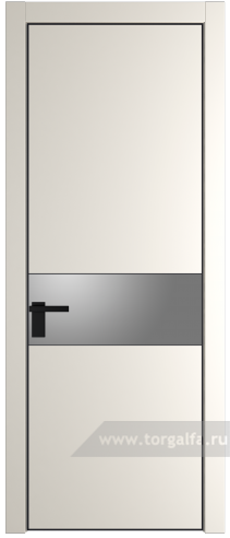 Дверь со стеклом ProfilDoors 17PA Lacobel Серебряный лак с профилем Черный матовый RAL9005 (Перламутр белый)
