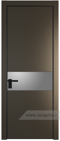 Дверь со стеклом ProfilDoors 17PA Lacobel Серебряный лак с профилем Черный матовый RAL9005 (Перламутр бронза)