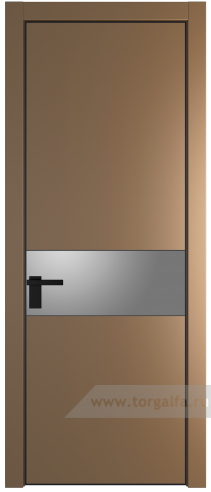Дверь со стеклом ProfilDoors 17PA Lacobel Серебряный лак с профилем Черный матовый RAL9005 (Перламутр золото)