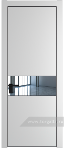 Дверь со стеклом ProfilDoors 17PA Зеркало с профилем Черный матовый RAL9005 (Крем Вайт (RAL 120-02))