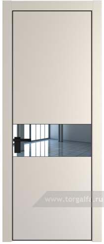 Дверь со стеклом ProfilDoors 17PA Зеркало с профилем Черный матовый RAL9005 (Кремовая Магнолия (RAL 120-04))