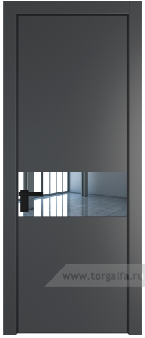 Дверь со стеклом ProfilDoors 17PA Зеркало с профилем Черный матовый RAL9005 (Графит (Pantone 425С))