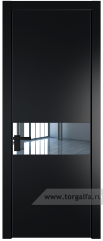 Дверь со стеклом ProfilDoors 17PA Зеркало с профилем Черный матовый RAL9005 (Блэк)