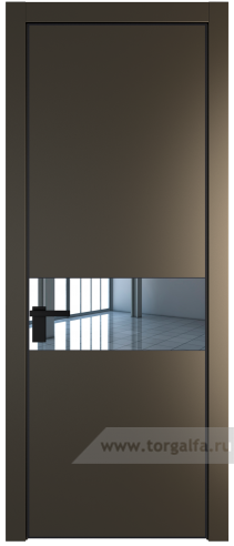Дверь со стеклом ProfilDoors 17PA Зеркало с профилем Черный матовый RAL9005 (Перламутр бронза)