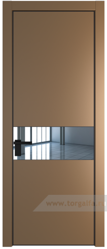 Дверь со стеклом ProfilDoors 17PA Зеркало с профилем Черный матовый RAL9005 (Перламутр золото)
