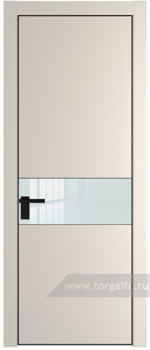 Дверь со стеклом ProfilDoors 17PA Lacobel Белый лак с профилем Черный матовый RAL9005 (Кремовая Магнолия (RAL 120-04))