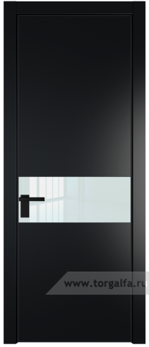 Дверь со стеклом ProfilDoors 17PA Lacobel Белый лак с профилем Черный матовый RAL9005 (Блэк)