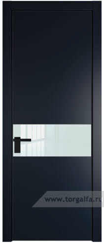 Дверь со стеклом ProfilDoors 17PA Lacobel Белый лак с профилем Черный матовый RAL9005 (Нэви Блу (RAL 7016))