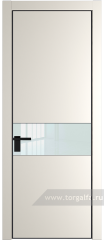 Дверь со стеклом ProfilDoors 17PA Lacobel Белый лак с профилем Черный матовый RAL9005 (Перламутр белый)