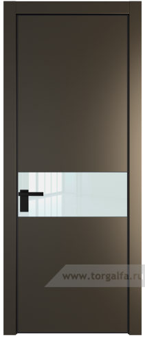 Дверь со стеклом ProfilDoors 17PA Lacobel Белый лак с профилем Черный матовый RAL9005 (Перламутр бронза)