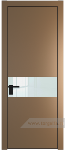 Дверь со стеклом ProfilDoors 17PA Lacobel Белый лак с профилем Черный матовый RAL9005 (Перламутр золото)