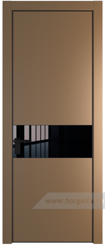 Дверь со стеклом ProfilDoors 17PA Lacobel Черный лак с профилем Черный матовый RAL9005 (Перламутр золото)