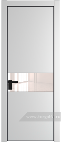 Дверь со стеклом ProfilDoors 17PA Lacobel Перламутровый лак с профилем Черный матовый RAL9005 (Крем Вайт (RAL 120-02))