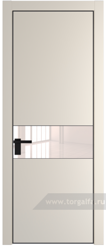 Дверь со стеклом ProfilDoors 17PA Lacobel Перламутровый лак с профилем Черный матовый RAL9005 (Кремовая Магнолия (RAL 120-04))
