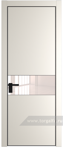 Дверь со стеклом ProfilDoors 17PA Lacobel Перламутровый лак с профилем Черный матовый RAL9005 (Перламутр белый)