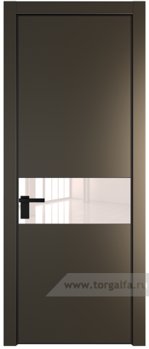 Дверь со стеклом ProfilDoors 17PA Lacobel Перламутровый лак с профилем Черный матовый RAL9005 (Перламутр бронза)