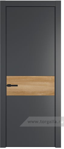 Глухая дверь ProfilDoors 17PA вставка Дуб Карамель с профилем Черный матовый RAL9005 (Графит (Pantone 425С))