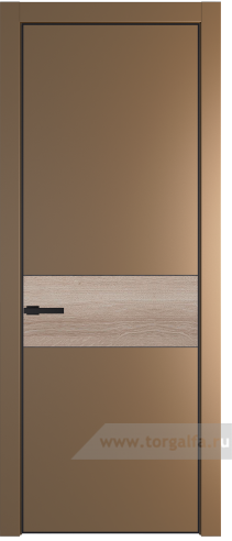 Глухая дверь ProfilDoors 17PA вставка Дуб Сонома с профилем Черный матовый RAL9005 (Перламутр золото)