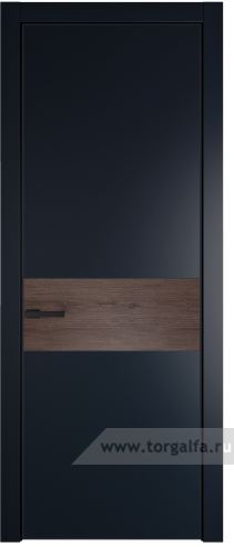 Глухая дверь ProfilDoors 17PA вставка Дуб Тобакко с профилем Черный матовый RAL9005 (Нэви Блу (RAL 7016))