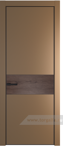 Глухая дверь ProfilDoors 17PA вставка Дуб Тобакко с профилем Черный матовый RAL9005 (Перламутр золото)