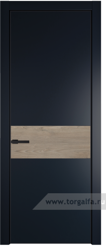 Глухая дверь ProfilDoors 17PA вставка Каштан темный с профилем Черный матовый RAL9005 (Нэви Блу (RAL 7016))