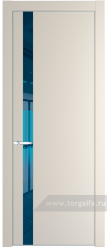 Дверь со стеклом ProfilDoors 18PA Зеркало Blue с профилем Серебро (Кремовая Магнолия (RAL 120-04))