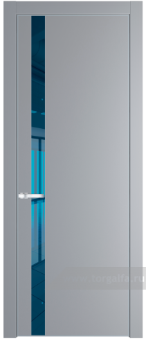 Дверь со стеклом ProfilDoors 18PA Зеркало Blue с профилем Серебро (Смоки (RAL 870-02))