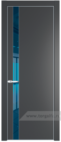 Дверь со стеклом ProfilDoors 18PA Зеркало Blue с профилем Серебро (Графит (Pantone 425С))
