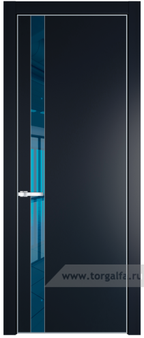 Дверь со стеклом ProfilDoors 18PA Зеркало Blue с профилем Серебро (Нэви Блу (RAL 7016))