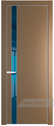 Дверь со стеклом ProfilDoors 18PA Зеркало Blue с профилем Серебро (Перламутр золото)
