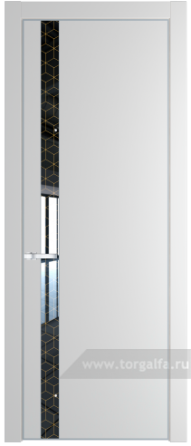 Дверь со стеклом ProfilDoors 18PA Лоран узор золото с профилем Серебро (Крем Вайт (RAL 120-02))