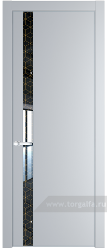 Дверь со стеклом ProfilDoors 18PA Лоран узор золото с профилем Серебро (Лайт Грей (RAL 870-01))