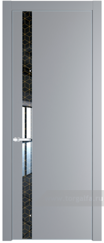 Дверь со стеклом ProfilDoors 18PA Лоран узор золото с профилем Серебро (Смоки (RAL 870-02))