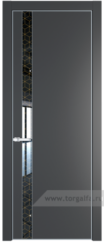 Дверь со стеклом ProfilDoors 18PA Лоран узор золото с профилем Серебро (Графит (Pantone 425С))