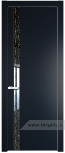 Дверь со стеклом ProfilDoors 18PA Лоран узор золото с профилем Серебро (Нэви Блу (RAL 7016))