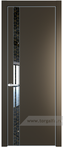 Дверь со стеклом ProfilDoors 18PA Лоран узор золото с профилем Серебро (Перламутр бронза)