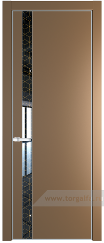 Дверь со стеклом ProfilDoors 18PA Лоран узор золото с профилем Серебро (Перламутр золото)