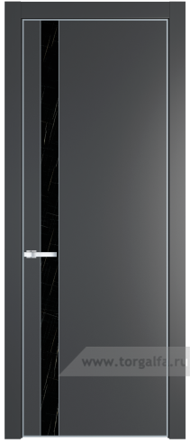 Дверь со стеклом ProfilDoors 18PA Неро мрамор с профилем Серебро (Графит (Pantone 425С))