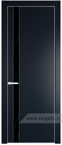 Дверь со стеклом ProfilDoors 18PA Неро мрамор с профилем Серебро (Нэви Блу (RAL 7016))