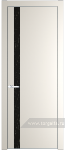 Дверь со стеклом ProfilDoors 18PA Неро мрамор с профилем Серебро (Перламутр белый)
