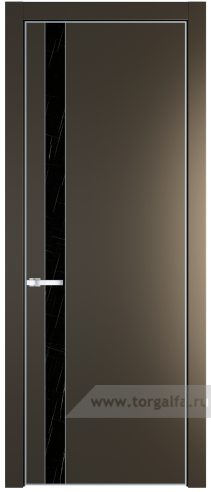 Дверь со стеклом ProfilDoors 18PA Неро мрамор с профилем Серебро (Перламутр бронза)