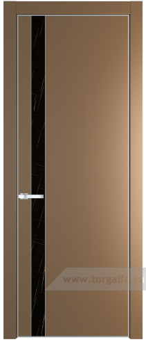 Дверь со стеклом ProfilDoors 18PA Неро мрамор с профилем Серебро (Перламутр золото)