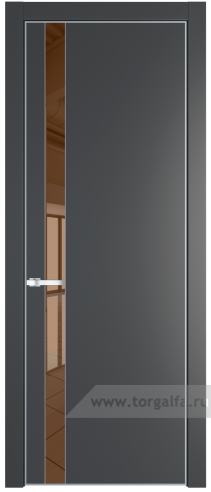 Дверь со стеклом ProfilDoors 18PA Зеркало Bronza с профилем Серебро (Графит (Pantone 425С))