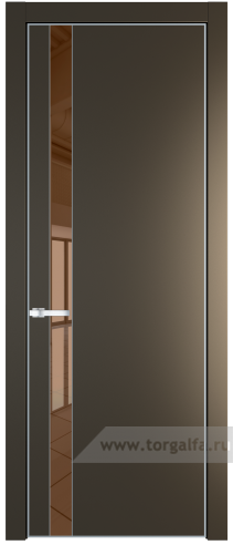 Дверь со стеклом ProfilDoors 18PA Зеркало Bronza с профилем Серебро (Перламутр бронза)